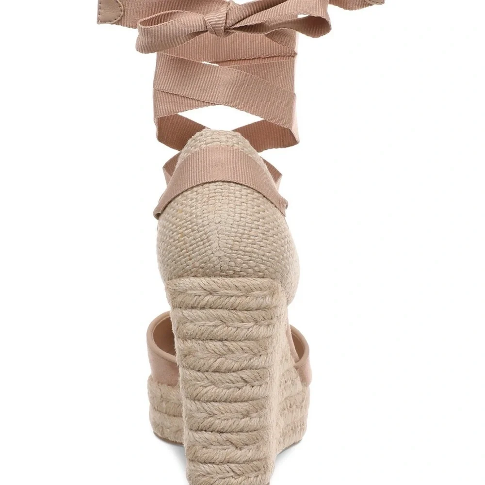 On 34th Melindaa Espadrille Wedge High Heel Sandals, Elegant Tan  Size 9